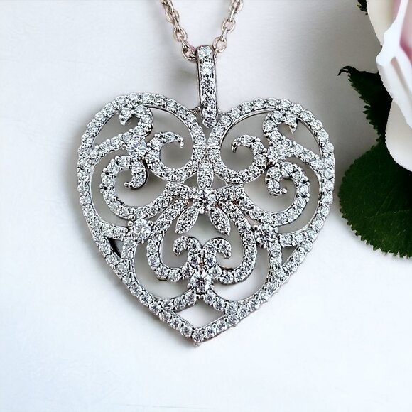 Macy's Cubic Zirconia Heart Necklace - Picture 4 of 5